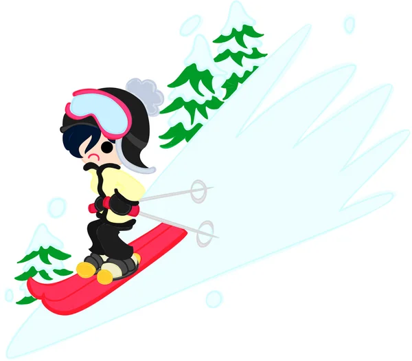 The woman who skis — Stock Vector
