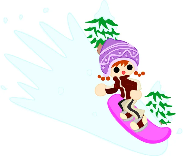 A lány, aki snowboardot — Stok Vektör