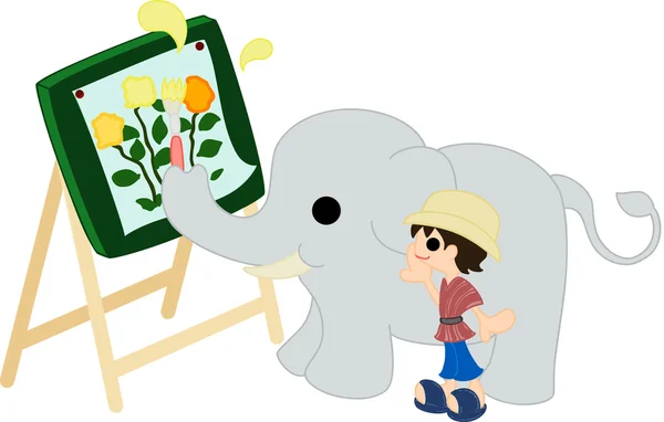 Peinture par un éléphant . — Image vectorielle