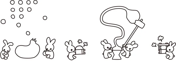 兔制作年糕 — 图库矢量图片