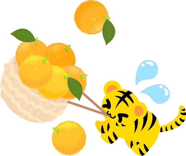 Ilustración Tigre Lindo Montón Naranja — Vector de stock