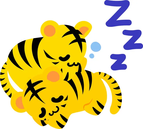Illustration Cute Sleeping Tigers — Stock Vector