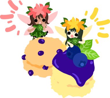 Şirin çiçek perileri ve yabanmersinli çörekler.