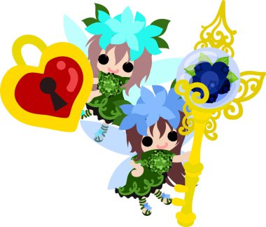 Şirin çiçek perileri ve bir yabanmersini anahtarı.