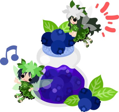 Şirin çiçek perileri ve yaban mersini reçeli.