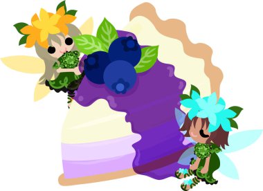 Şirin çiçek perileri ve az pişmiş yaban mersinli cheesecake.