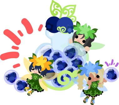 Şirin çiçek perileri ve yaban mersini şekerleri.