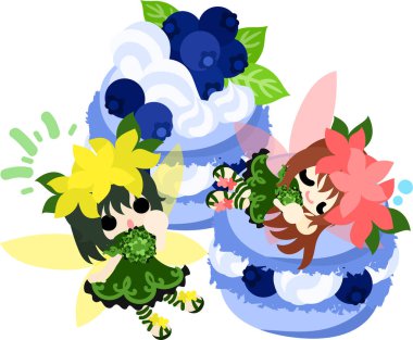 Şirin çiçek perileri ve yaban mersinli kurabiyeler.