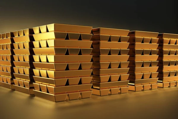 Stapelweise Goldbarren Viele Goldbarren Stapeln Sich Ordentlichen Stapeln Einem Bankschließfach — Stockfoto