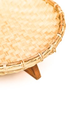 Tay dokuma bambu tepsi seçici odak