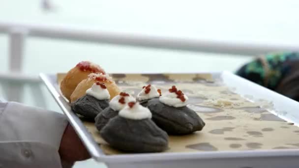 Neapolitan Pastries Served Sea — стокове відео