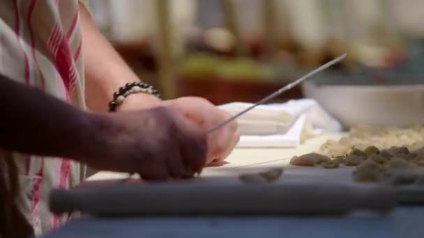 Handmade Pasta According Ancient Italian Tradition — стоковое видео
