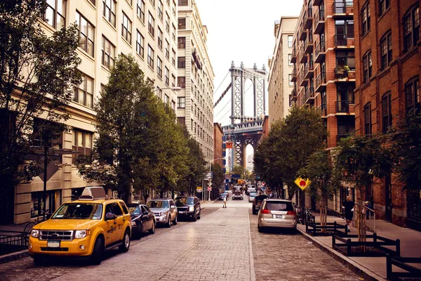 Manhattan bridge von der washington street — Stockfoto