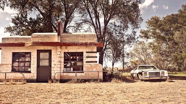 Opuštěná restaurace na route 66 v Novém Mexiku — Stock fotografie