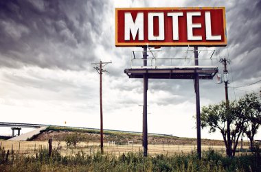 eski motel işareti rota 66, ABD