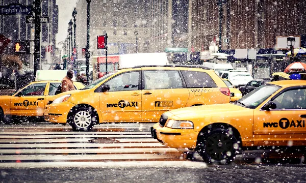 Taxíky, new york city — Stock fotografie