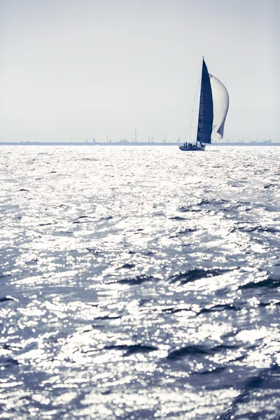 Sailing ship yachts with white sails — Stock Photo, Image