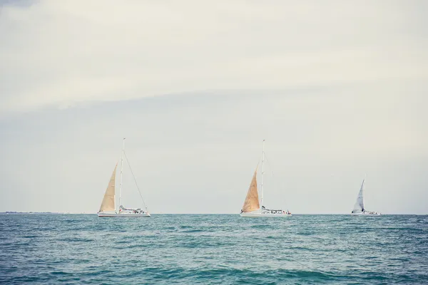 Navegação iates navio com velas brancas — Fotografia de Stock