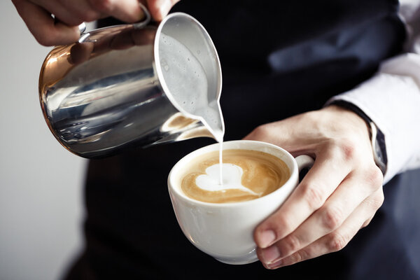 Barman making coffee