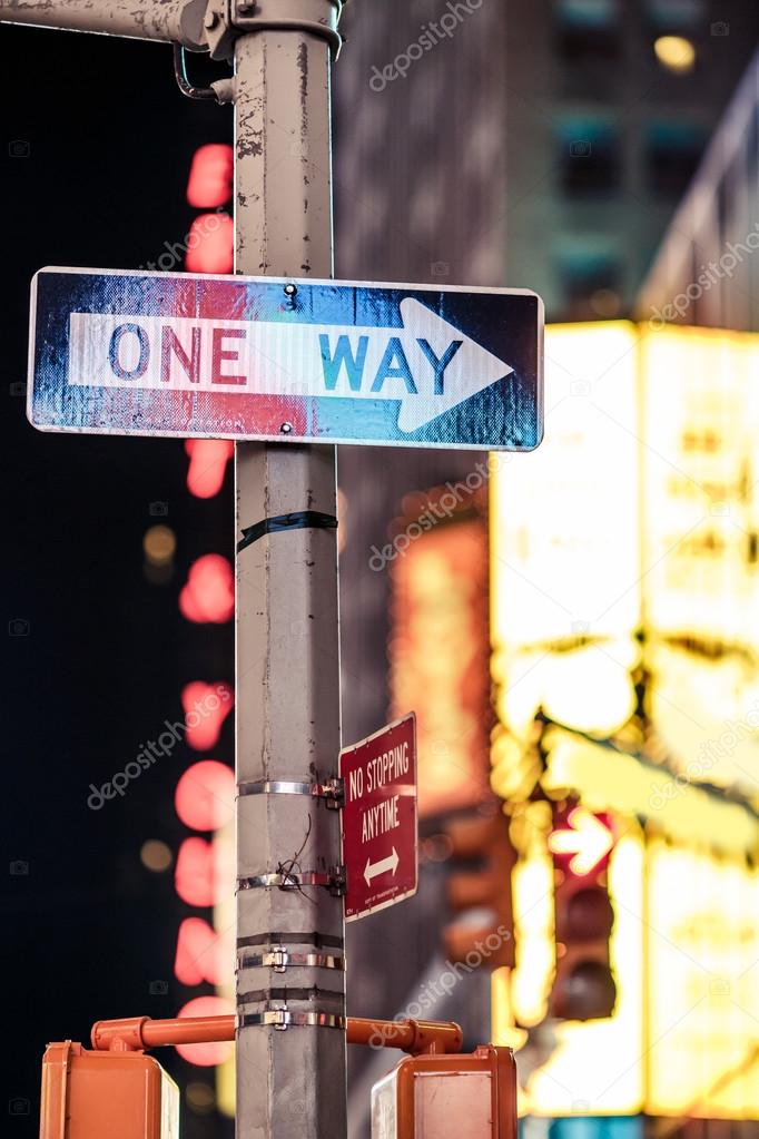 One way New York traffic sign