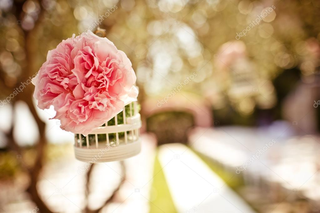 Wedding floral decoration on the tree