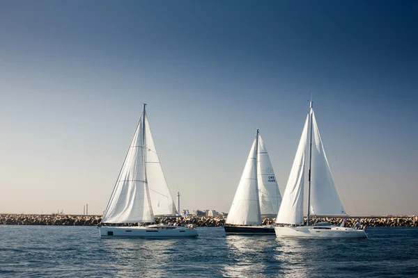 Zeilboot jachten met witte zeilen — Stockfoto