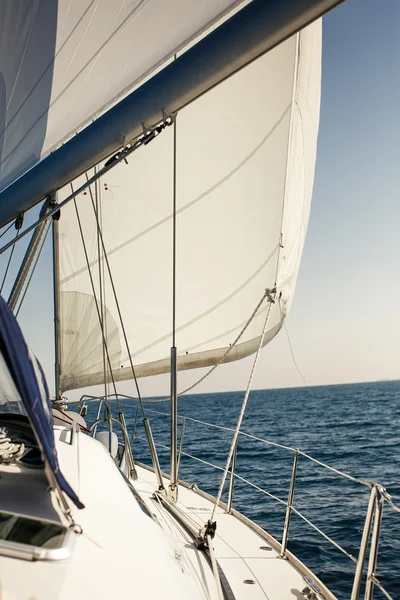 Sailing ship yachts with white sails — Stock Photo, Image