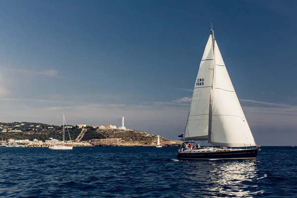 Segling fartyg yachter med vita segel — Stockfoto