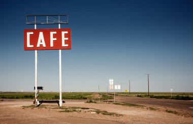 tarihsel rota 66 boyunca kafe işareti