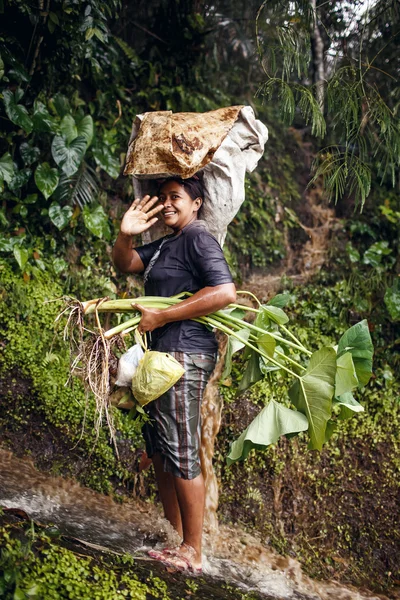 Jeune agricultrice à Bali — Photo