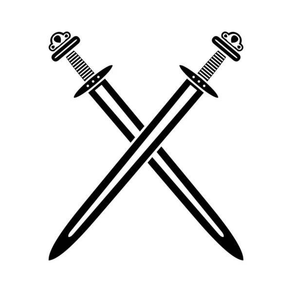Dos Espadas Cruzadas Los Vikingos Elemento Diseño Para Logotipo Etiqueta — Archivo Imágenes Vectoriales