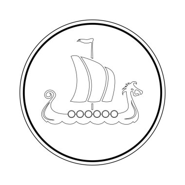 Drakkar Vikings logo vektör çizimi. Viking gemisi İskandinavya logo simgesi. Viking nakliye gemisi.