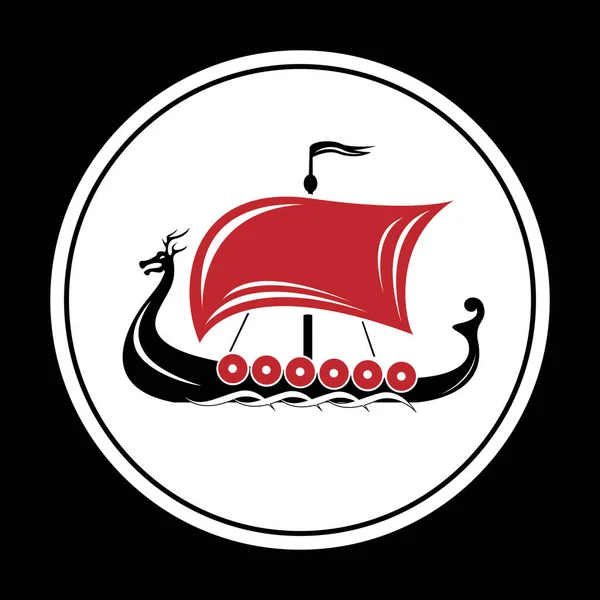 Drakkar Vikings Logo Vektör Çizimi Viking Gemisi Skandinavya Logo Simgesi — Stok Vektör