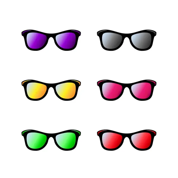 Lunettes Soleil Multicolores Colorées Lunettes Isolées Sur Fond Blanc Avec — Image vectorielle