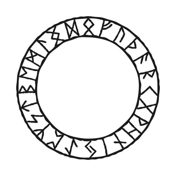 24 runas en círculo. Conjunto vectorial de antiguas runas nórdicas Elder Futhark. Estilo vikingo, plantilla de diseño. Símbolos místicos, esotéricos, ocultos, mágicos. — Archivo Imágenes Vectoriales