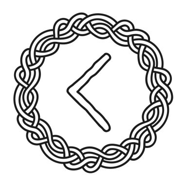 Rune Kenaz Kanu eski bir İskandinav sembolü ya da işareti olan tılsım. Viking yazısı. Web siteleri, oyunlar, yazdırma ve gravür için el çizimi vektör çizimi çizimi.
