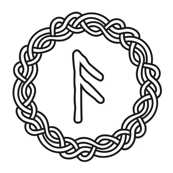 Rune Ansuz Cirkel Gammal Skandinavisk Symbol Eller Skylt Amulett Vikingaskrivande — Stock vektor