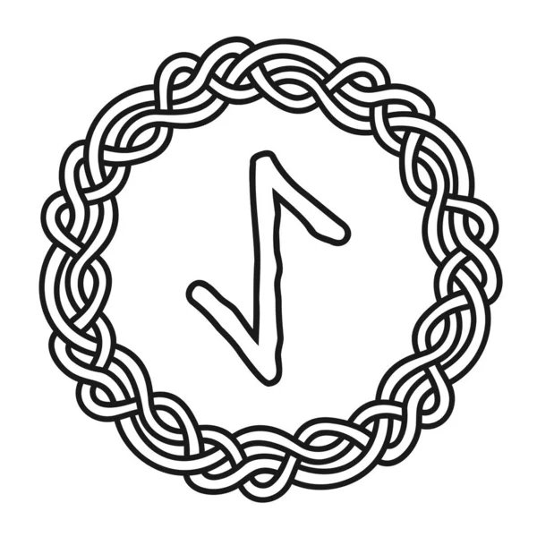 Rune Eihwaz Cirkel Gammal Skandinavisk Symbol Eller Skylt Amulett Vikingaskrivande — Stock vektor