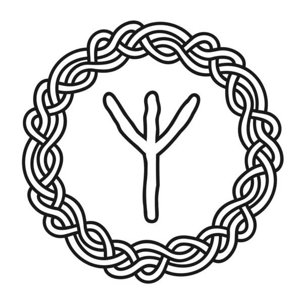 Rune Algiz Cirkel Gammal Skandinavisk Symbol Eller Skylt Amulett Vikingaskrivande — Stock vektor