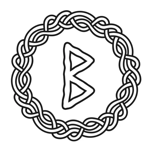 Rune Berkana Cirkel Gammal Skandinavisk Symbol Eller Skylt Amulett Vikingaskrivande — Stock vektor