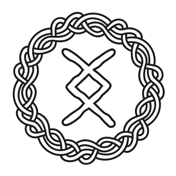 Rune Inguz Ingwaz Cirkel Gammal Skandinavisk Symbol Eller Skylt Amulett — Stock vektor