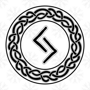 Rune Jera bir çember oluşturdu. Eski bir İskandinav sembolü ya da işareti. Tılsım. Viking yazısı. Web siteleri, oyunlar, yazdırma ve gravür için el çizimi vektör çizimi çizimi.