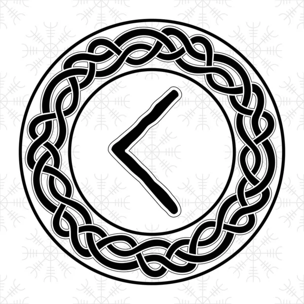 Rune Kenaz Kanu Cirkel Gammal Skandinavisk Symbol Eller Tecken Amulett — Stock vektor