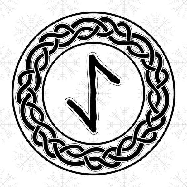 Rune Eihwaz Kruhu Starobylý Skandinávský Symbol Nebo Znak Amulet Vikingské — Stockový vektor