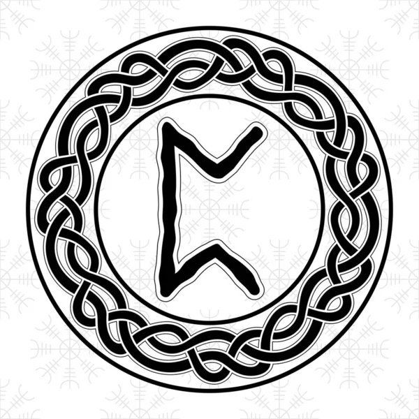 円の中でPerthroをルーン 古代北欧のシンボルや記号 お守り バイキングの書き込み 手描きアウトラインベクトルイラストウェブサイト ゲーム 彫刻のための — ストックベクタ