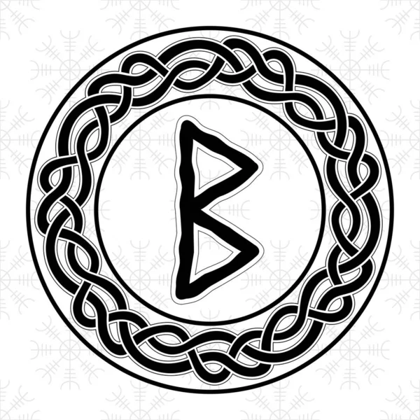 Rune Berkana Circle Ancient Scandinavian Symbol Sign Amulet Viking Writing — Stock Vector