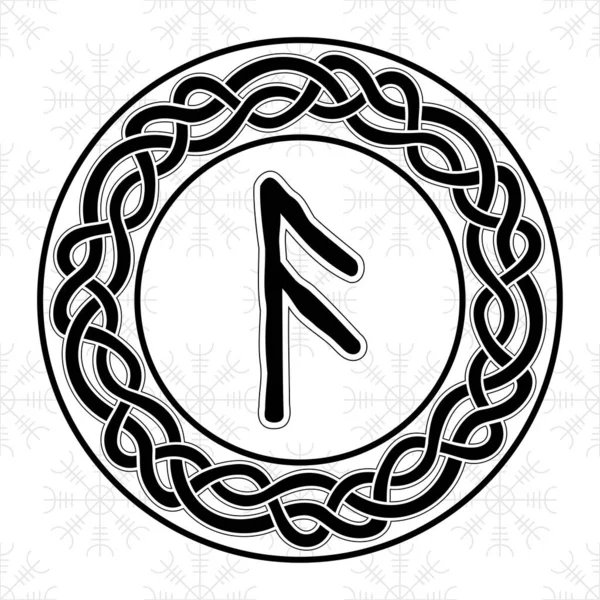 Runa Ansuz Círculo Antiguo Símbolo Escandinavo Signo Amuleto Escritura Vikinga Gráficos vectoriales