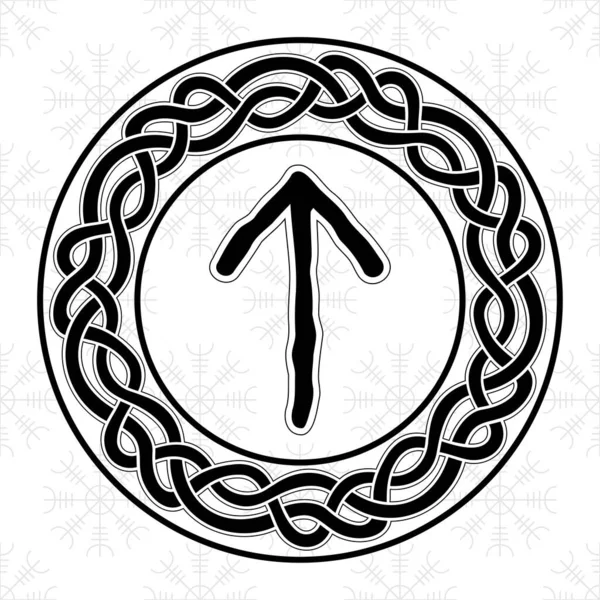Runa Teiwaz Círculo Antiguo Símbolo Escandinavo Signo Amuleto Escritura Vikinga Vectores de stock libres de derechos
