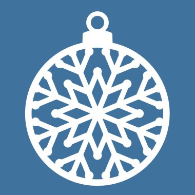 Christmas ball with snowflake cut out of paper. Template for Christmas cards. The image is suitable for laser cutting or printing. Festive background, vector illustration