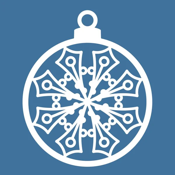 Sjabloon Voor Kerstspeelgoed Kerstbal Met Prachtige Sneeuwvlok Ornament Gesneden Uit — Stockvector